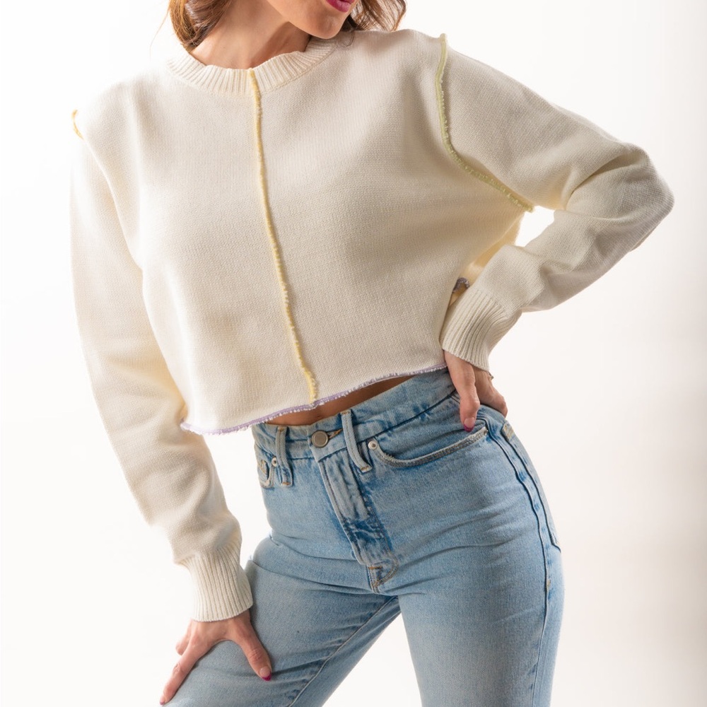 White and pastel summer sweater